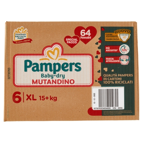 Pampers Baby Dry Mutandino XL 64 pz